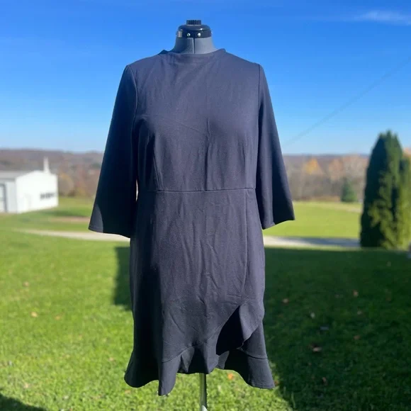 Pure Jill J. Jill Womens Size XL Blue Scoop Neck A-Line Knit Swing Dress - Picture 2 of 4